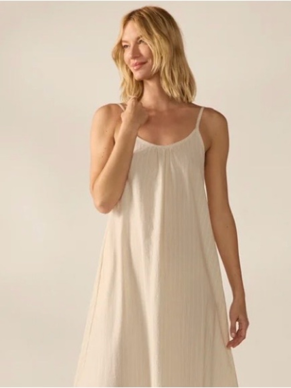 COYUCHI Nightgown Dress Large Organic Cotton Tan